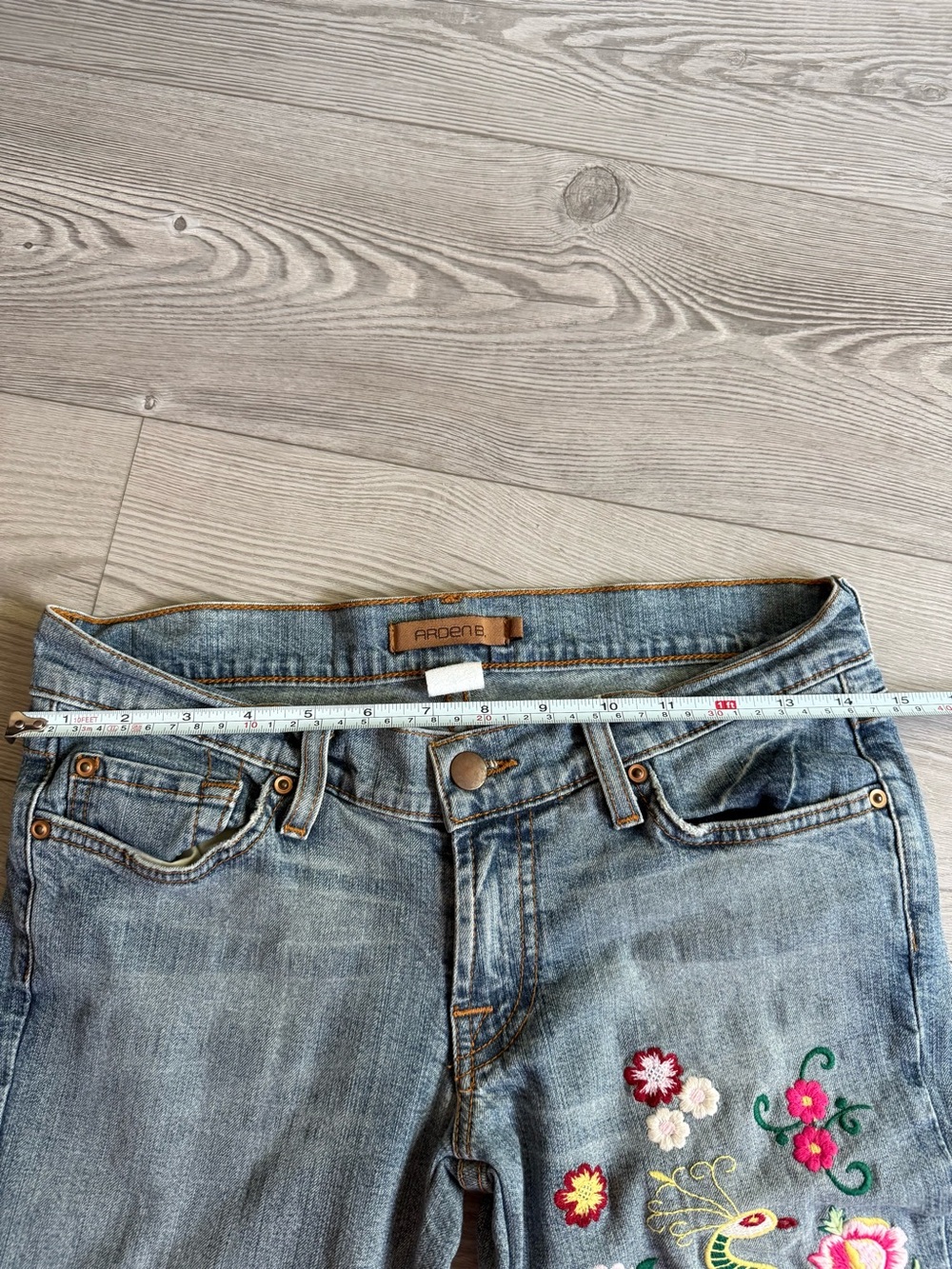 Arden B Vintage Y2K peacock and floral detail flare stretch denim - Picture 7 of 7